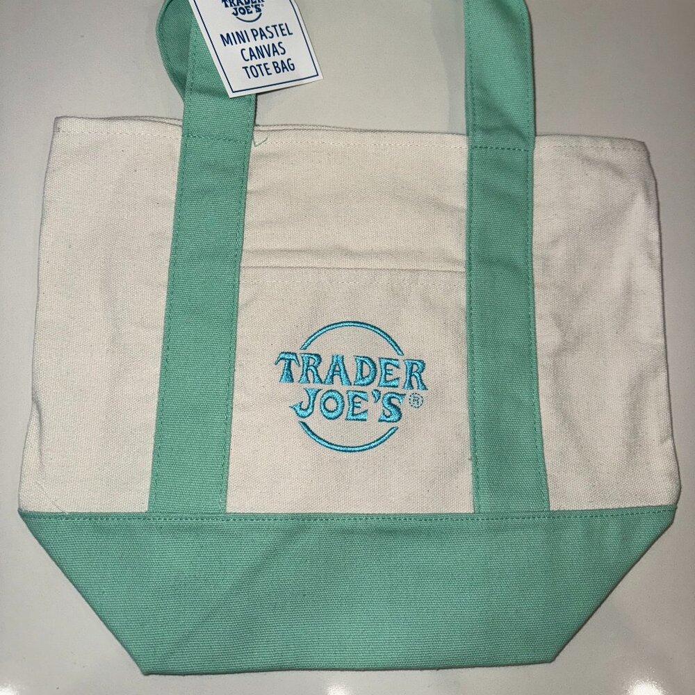 Trader Joe's Mini Pastel Canvas Tote: Green